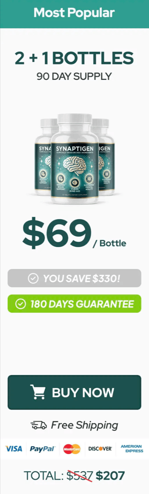 Synaptigenr price 3 bottle